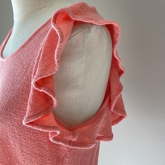 MADEWELL Texture & Thread gauge stretch Top women’s flutter cap sleeve COTTON M - Picture 4 of 9